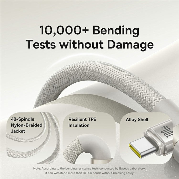 BASEUS 1m Titanium Alloy Fast Charging Cable USB-C to USB-C 100W Nylon Braided Wire
