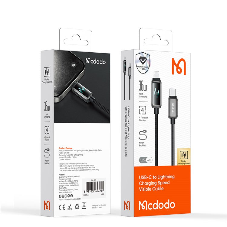 MCDODO CA-2630 1.2m USB-C to Lightning 36W Fast Charging Cable Data Cord