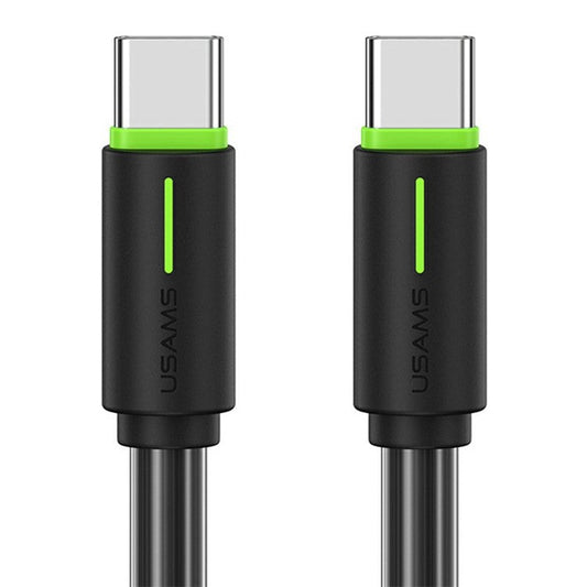 USAMS SJ734 1m 60W Type-C to Type-C Fast Charging Cable Bicolor PVC Data Sync Cord - Black