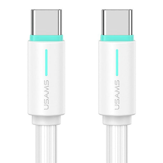 USAMS SJ734 1m 60W Type-C to Type-C Fast Charging Cable Bicolor PVC Data Sync Cord - White