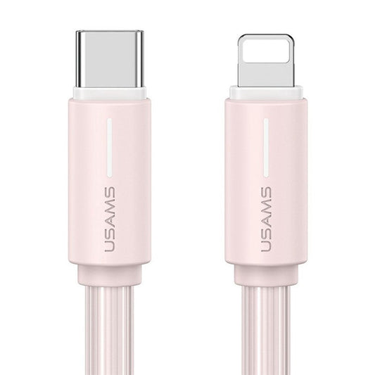 USAMS SJ735 1m 30W Type-C to Lightning Charging Wire Bicolor PVC Data Sync Cable - Pink