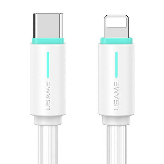 USAMS SJ735 1m 30W Type-C to Lightning Charging Wire Bicolor PVC Data Sync Cable - White