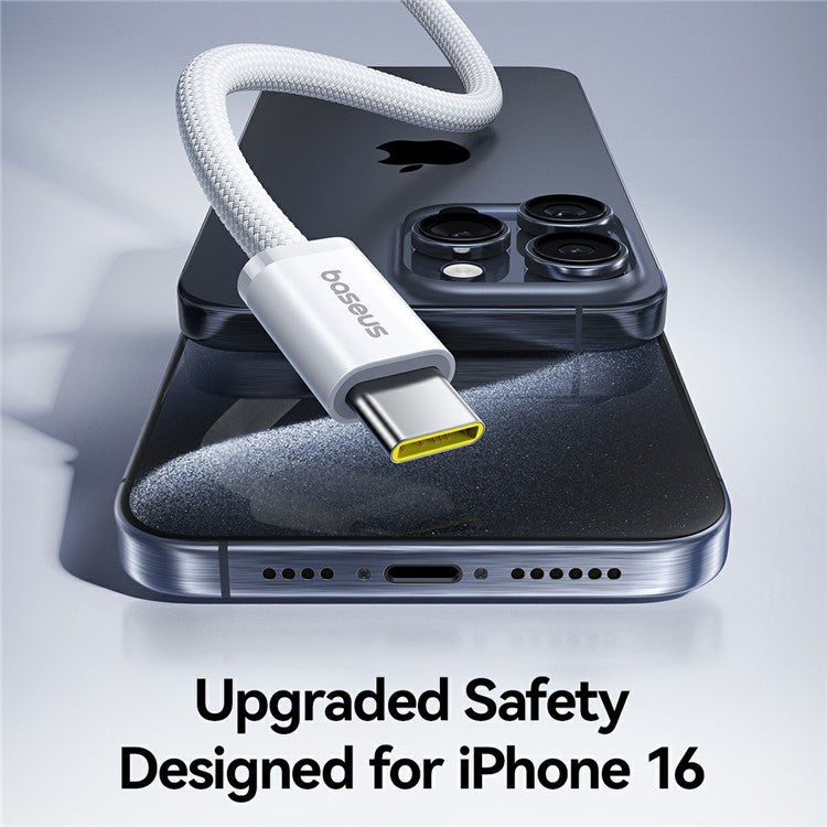 BASEUS Dynamic 4 1m USB-C to USB-C PC + Nylon Braided PD 100W Fast Charging Cable - White