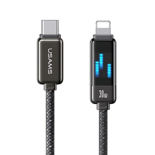 USAMS SJ743 1.2m 30W Type-C to Lightning Cable Fast Charging Meteor Light Display Data Cord - Tarnish