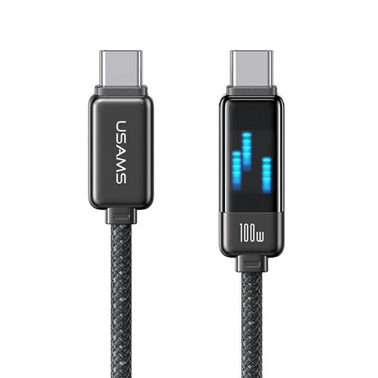 USAMS SJ744 1.2m 100W Type-C to Type-C Fast Charging Cord Meteor Light Display Data Cable - Tarnish