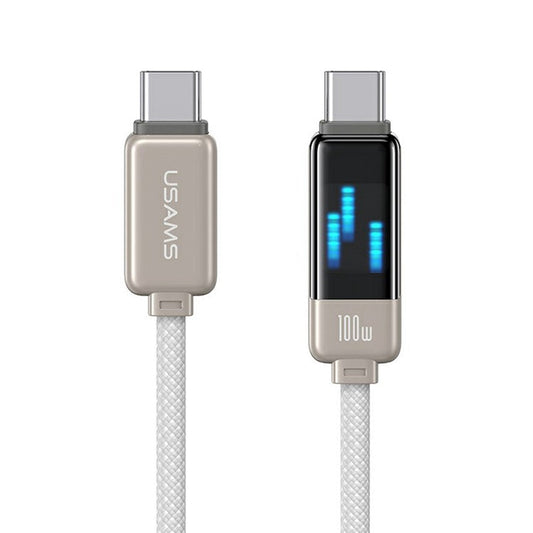 USAMS SJ744 1.2m 100W Type-C to Type-C Fast Charging Cord Meteor Light Display Data Cable - Titanium