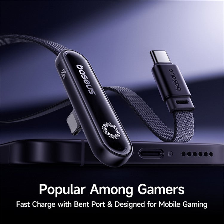 BASEUS MVP 3 1m PD 20W Fast Charging Type-C to iP 90 Degree Elbow Nylon Braided Data Cable - Black