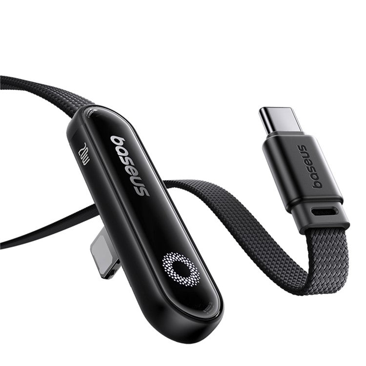 BASEUS MVP 3 1m PD 20W Fast Charging Type-C to iP 90 Degree Elbow Nylon Braided Data Cable - Black