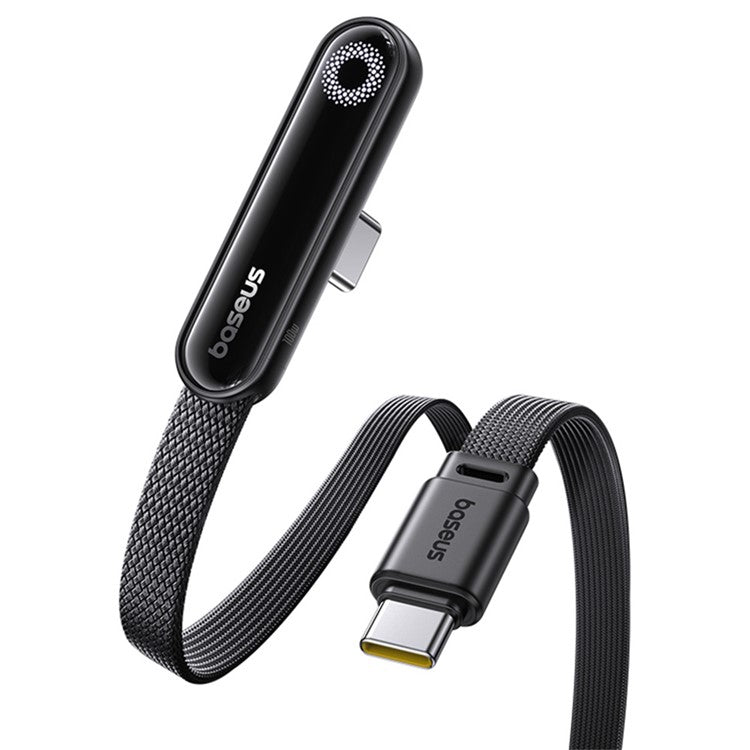 BASEUS MVP 3 1m 100W Fast Charging Type-C to Type-C 90 Degree Elbow Nylon Braided Data Cable - Black
