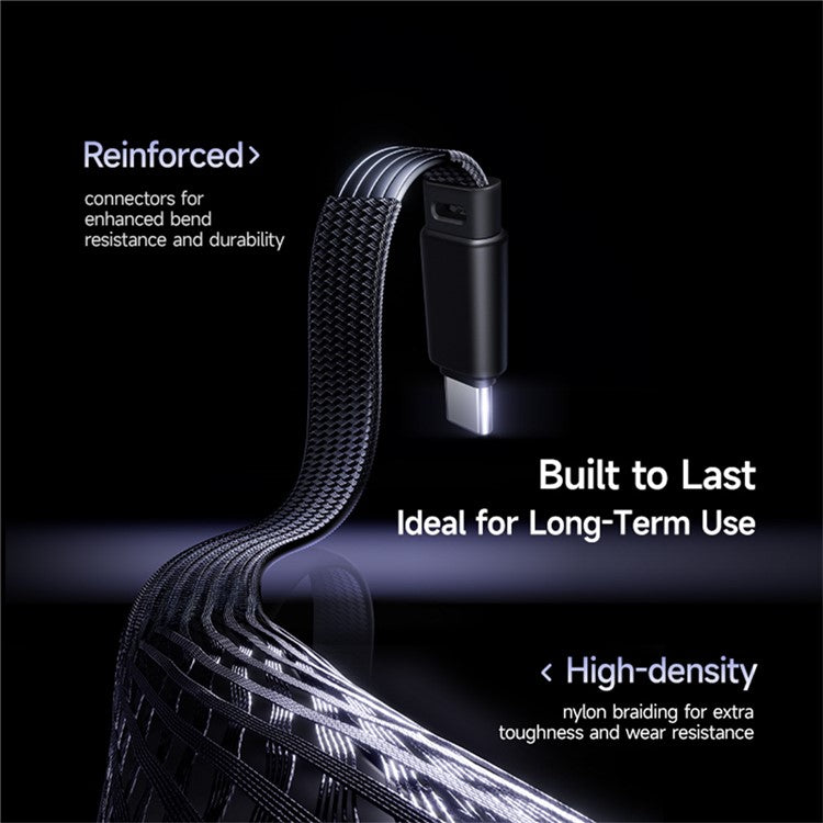 BASEUS MVP 3 1m 100W Fast Charging Type-C to Type-C 90 Degree Elbow Nylon Braided Data Cable - Black