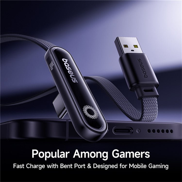 BASEUS MVP 3 1m 100W Fast Charging USB to Type-C 90 Degree Elbow Nylon Braided Data Cable - Black