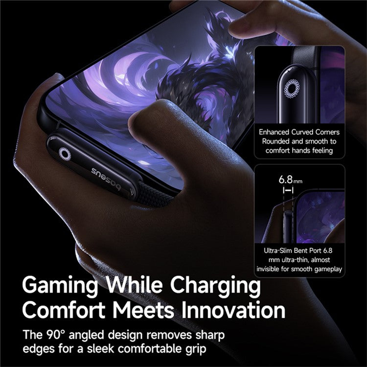 BASEUS MVP 3 2m 2.4A Fast Charging USB-A to Lightning 90 Degree Elbow Nylon Braided Data Cable - Black