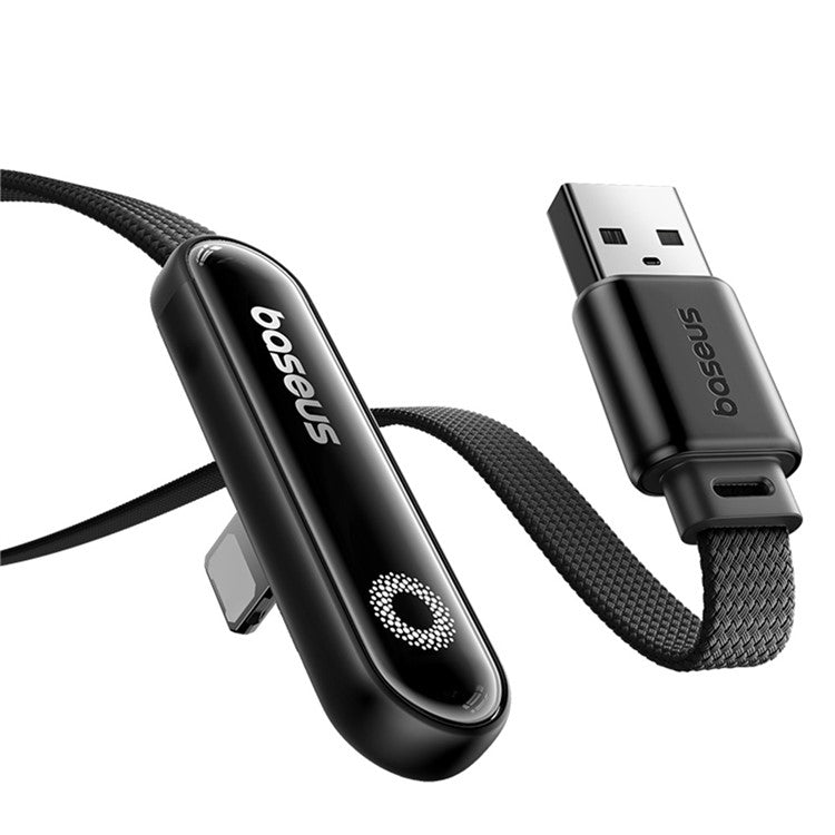 BASEUS MVP 3 2m 2.4A Fast Charging USB-A to Lightning 90 Degree Elbow Nylon Braided Data Cable - Black