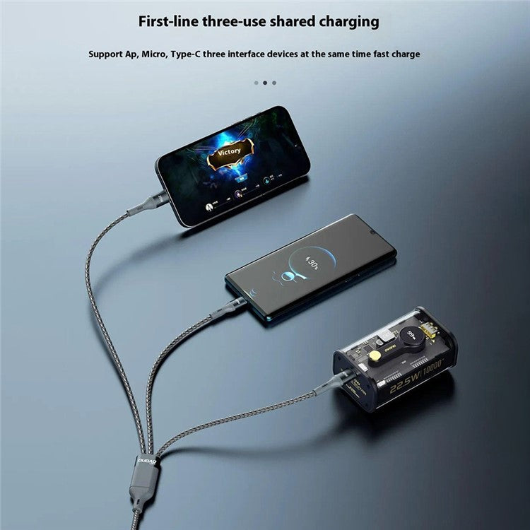 DUDAO L20X 3-in-1 Ip+Type-C+Micro 100W Fast Charging Cable Nylon Braided Wire