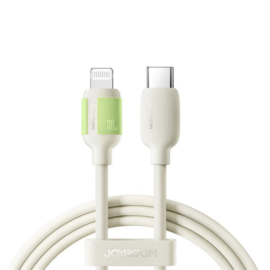 JOYROOM S-A53 2m Type-C to Lightning 30W Fast Charging Cable Liquid Silicone Fluorescent Data Cord