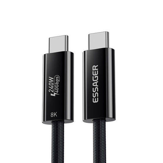 ESSAGER 1m Thunderbolt 4.0 Cable 240W Fast Charging 8K 60Hz HD Video Type-C to Type-C Nylon Cord