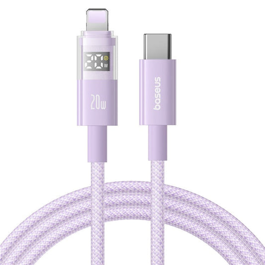 BASEUS Display II Series 1m Fast Charging Data Cable Type-C to iP 20W Nylon Braided Cord - Purple