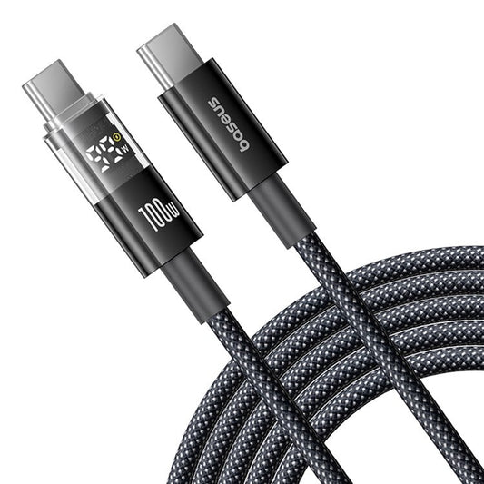 Baseus Dispaly II 2m Charger Cable Fast Charging 100W Type-C to Type-C Data Cord - Black