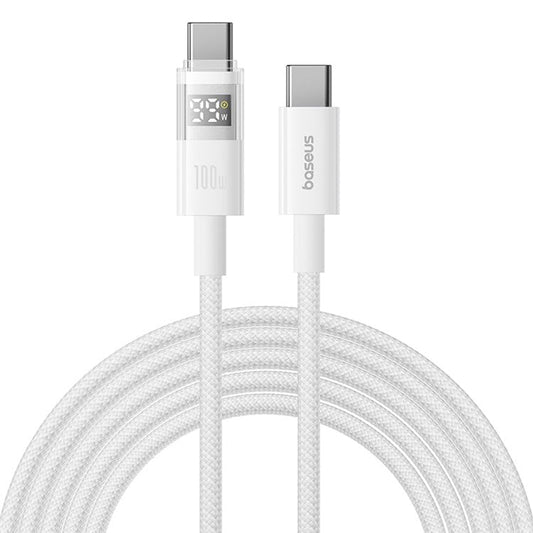Baseus Dispaly II 2m Charger Cable Fast Charging 100W Type-C to Type-C Data Cord - White