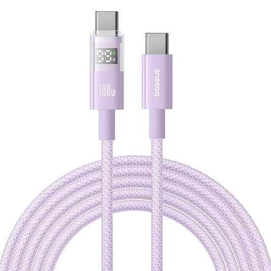 Baseus Dispaly II 2m Charger Cable Fast Charging 100W Type-C to Type-C Data Cord - Purple