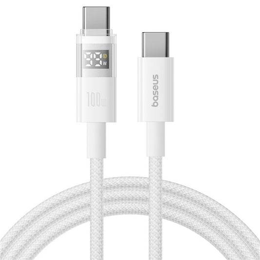 BASEUS Dispaly II 1m Charger Cable Fast Charging 100W Type-C to Type-C Data Cord - White