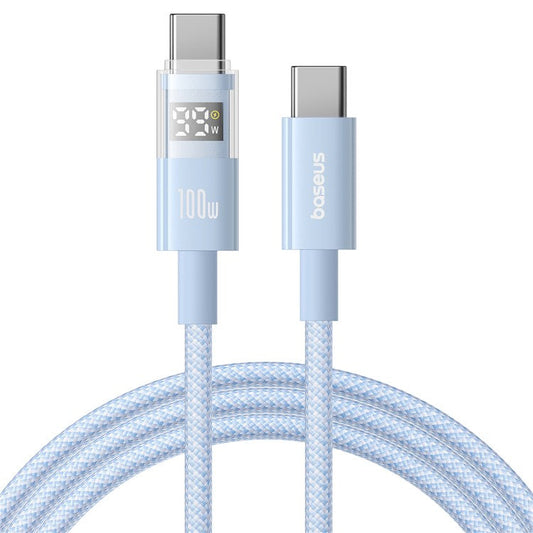 BASEUS Dispaly II 1m Charger Cable Fast Charging 100W Type-C to Type-C Data Cord - Blue