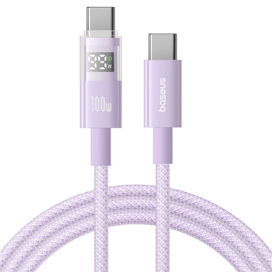 BASEUS Dispaly II 1m Charger Cable Fast Charging 100W Type-C to Type-C Data Cord - Purple