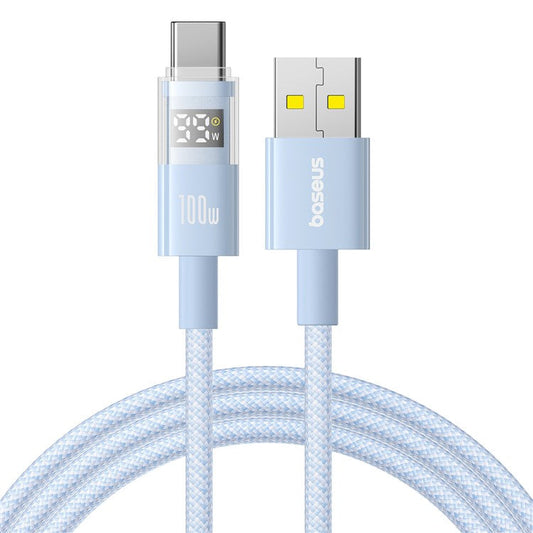 BASEUS Dispaly II 1m 100W Cable Data Transfer USB-A to USB-C Fast Charging Cord - Blue