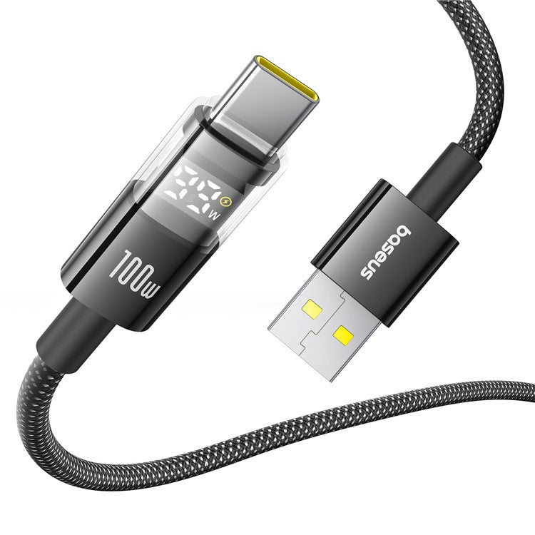 Baseus Dispaly II 2m 100W Cable Data Transfer USB-A to USB-C Fast Charging Cord - Black