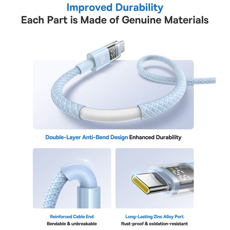 Baseus Dispaly II 2m 100W Cable Data Transfer USB-A to USB-C Fast Charging Cord - Blue
