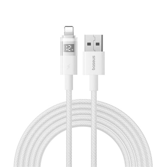 BASEUS 2m 2.4A Fast Charging Data Cable USB-A to Lightning Nylon Braided Cord - White
