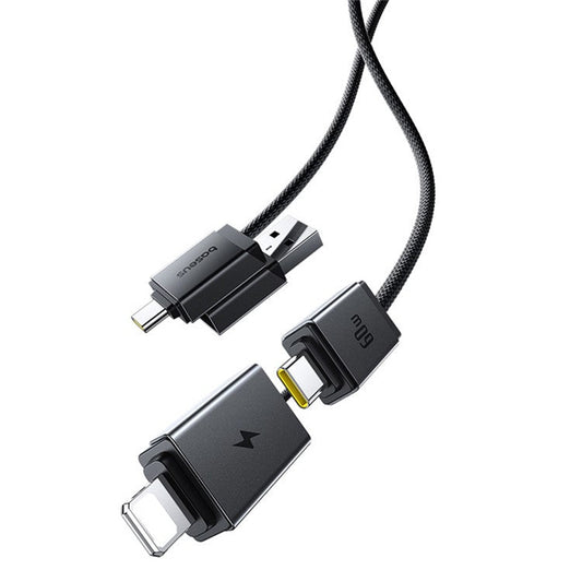 BASEUS Versatile 0.6m Two-For-Two Fast Charging Cable USB+Type-C to Type-C+Ip Data Cord, Black