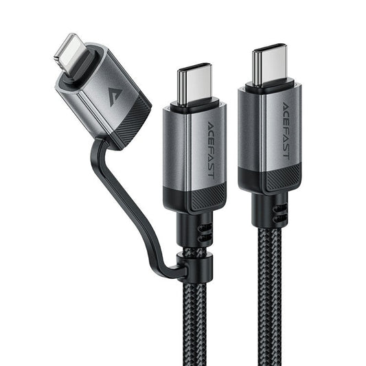 ACEFAST C20-01 1.2m USB-C to USB-C + iP Data Cable Braided 60W Fast Charging Cord