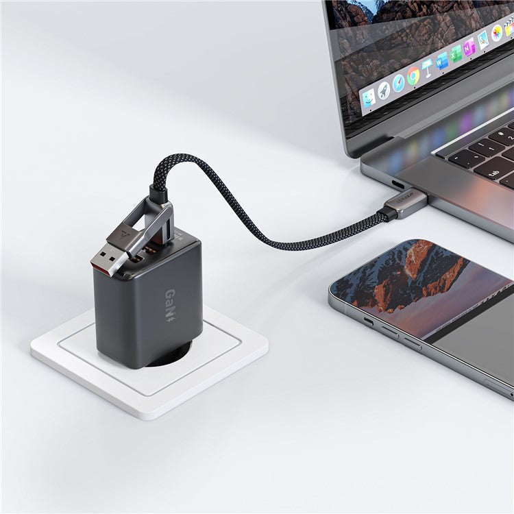 ACEFAST C13-05 0.2m USB-A / USB-C to USB-C Charging Data Cable Braided Zinc Alloy Cord