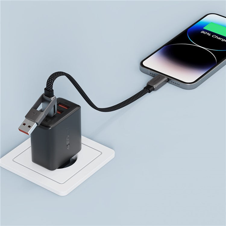 ACEFAST C13-05 0.2m USB-A / USB-C to USB-C Charging Data Cable Braided Zinc Alloy Cord