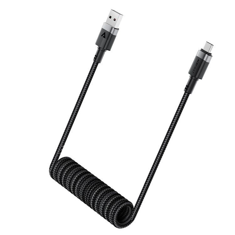 ACEFAST C14-04 1.2m USB-A to USB-C Spring Coiled Braided Data Cable 3A Fast Charging