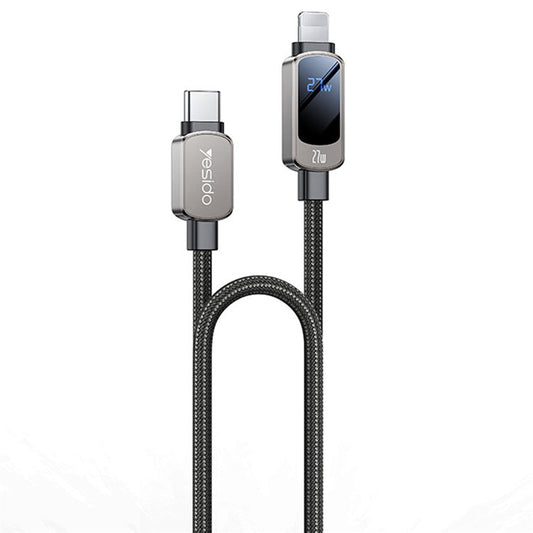 YESIDO CA180 Type-C to iP PD 27W Digital Display Data Cable Zinc Alloy+Braided Charging Cord