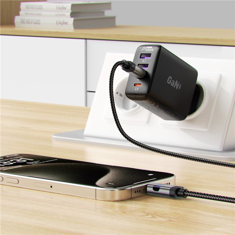 ACEFAST C15-03 1.2m USB-C to USB-C Charging Cable LED Power Display Braided Data Cord