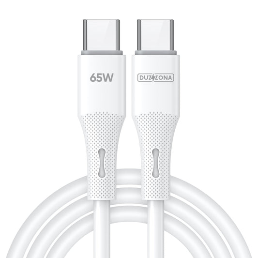 DUZZONA A11 PD 65W USB C to USB C Cable 1m Type-C Liquid Silicone Data Cord - White