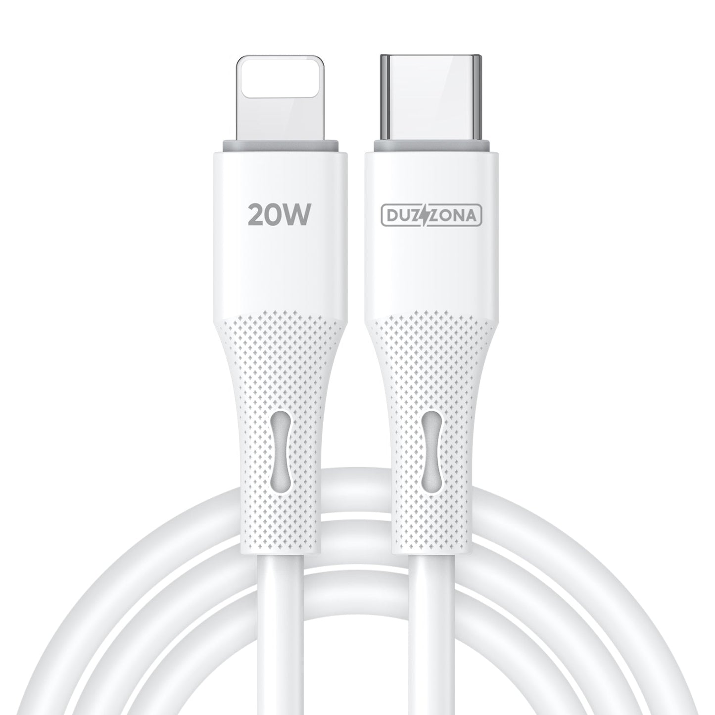 DUZZONA A10 PD 20W USB-C to iPhone Cable 1m Liquid Silicone Fast Charging Cable - White