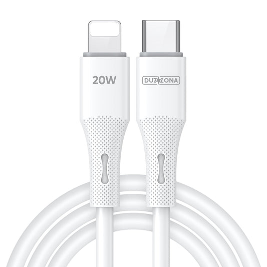 DUZZONA A10 PD 20W USB-C to iPhone Cable 1m Liquid Silicone Fast Charging Cable - White