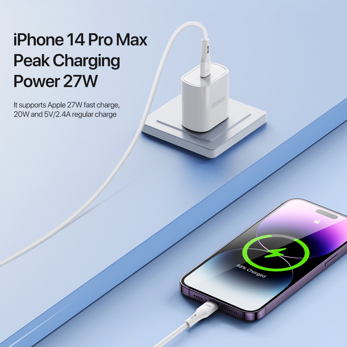 DUZZONA A10 PD 20W USB-C to iPhone Cable 1m Liquid Silicone Fast Charging Cable - White