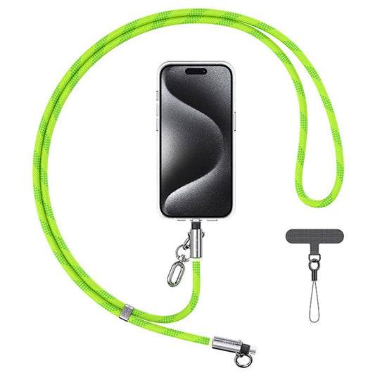 USAMS SJ745 1.2m Crossbody Phone Lanyard Type-C To Type-C 60W Charging Cable - Fluorescent Green