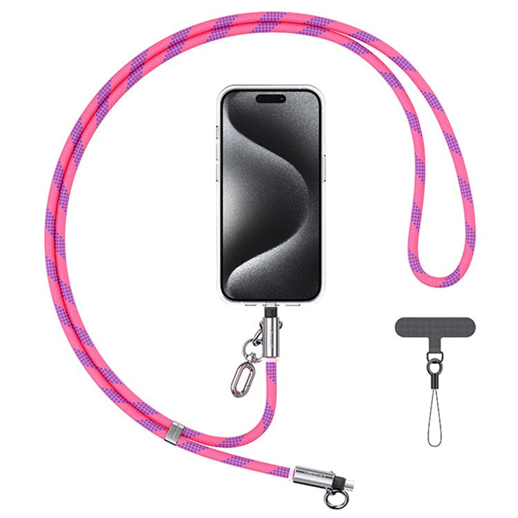 USAMS SJ746 1.2m Crossbody Phone Lanyard Type-C To Lightning 30W Charging Cable - Fluorescent Pink
