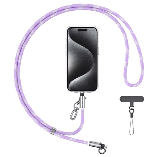USAMS SJ746 1.2m Crossbody Phone Lanyard Type-C To Lightning 30W Charging Cable - Purple
