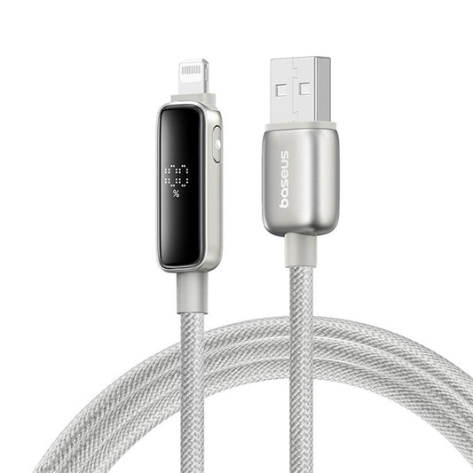 BASEUS Vipow 1m 2.4A Fast Charging Cable USB-A to iP Nylon Braided Data Cord - Titanium