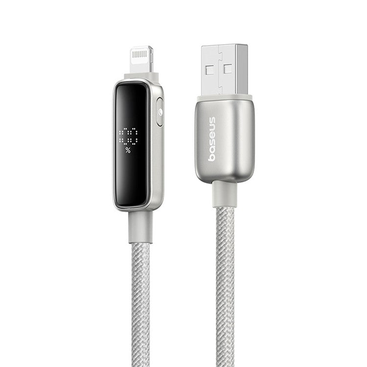 BASEUS Vipow 1m 2.4A Fast Charging Cable USB-A to iP Nylon Braided Data Cord - Titanium