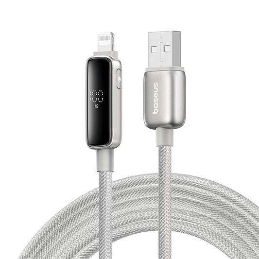 BASEUS Vipow 2m 2.4A Fast Charging Cable USB-A to iP Nylon Braided Data Cord - Titanium