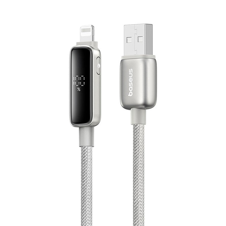 BASEUS Vipow 2m 2.4A Fast Charging Cable USB-A to iP Nylon Braided Data Cord - Titanium