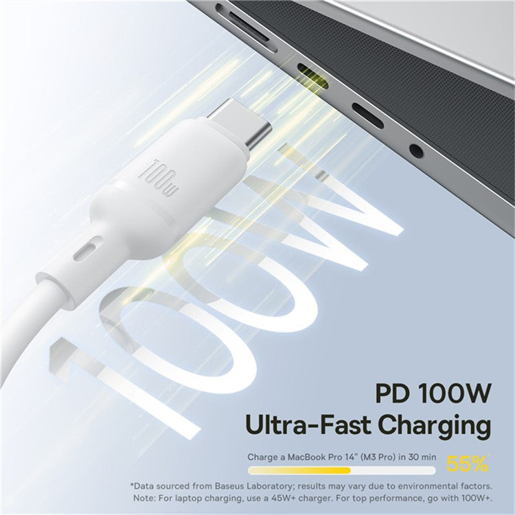 BASEUS Silky 1.5m One-For-Three USB-C to Micro + iP + Type-C 100W Fast Charging Cable - White
